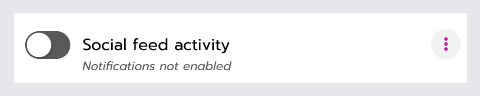The toggle next to 'Social feed activity' is set to off.